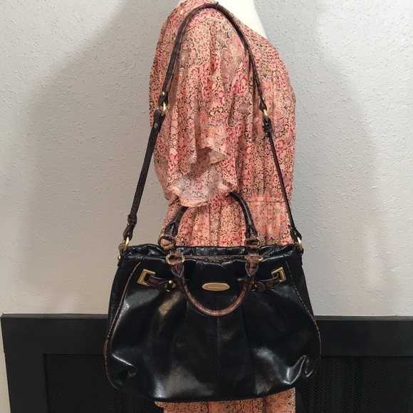 Brahmin Tuscan DANICA Satchel with Croc Embossed Trim & Handles